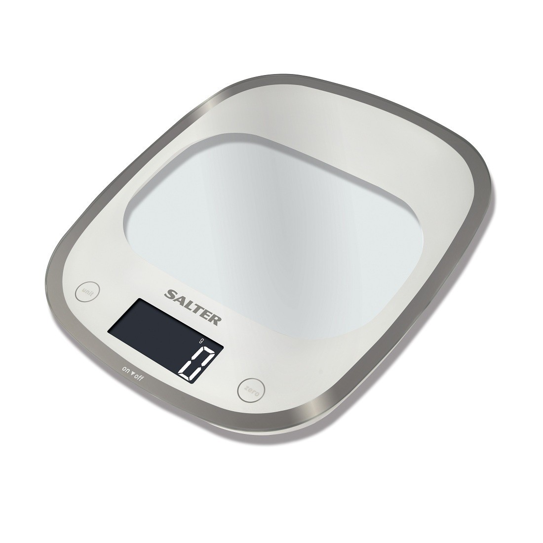 Salter 1050 WHDR White Curve Glass Electronic Digital Kitchen Scales 5010777137309 virtuves svari