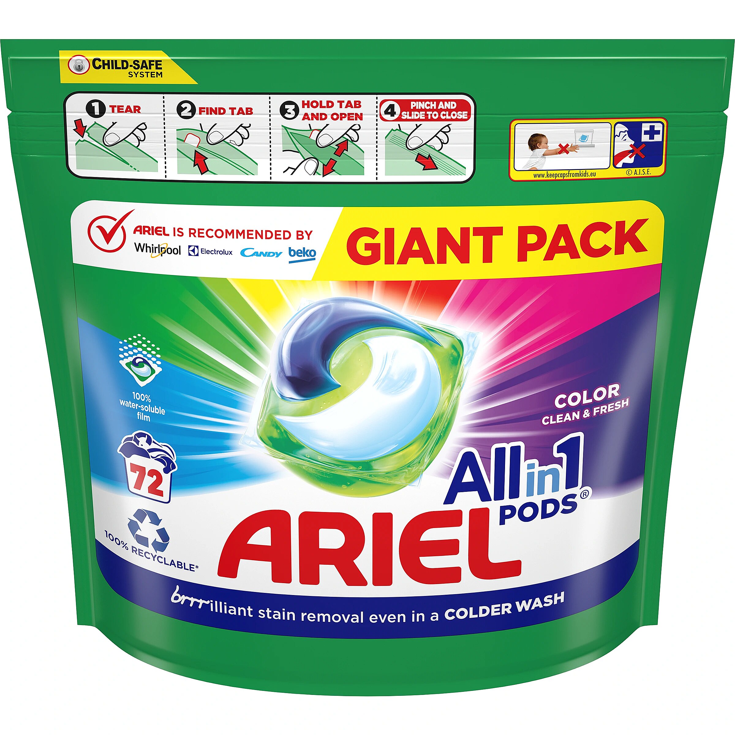 ARIEL Color All in 1 PODS, 72pc Sadzīves ķīmija