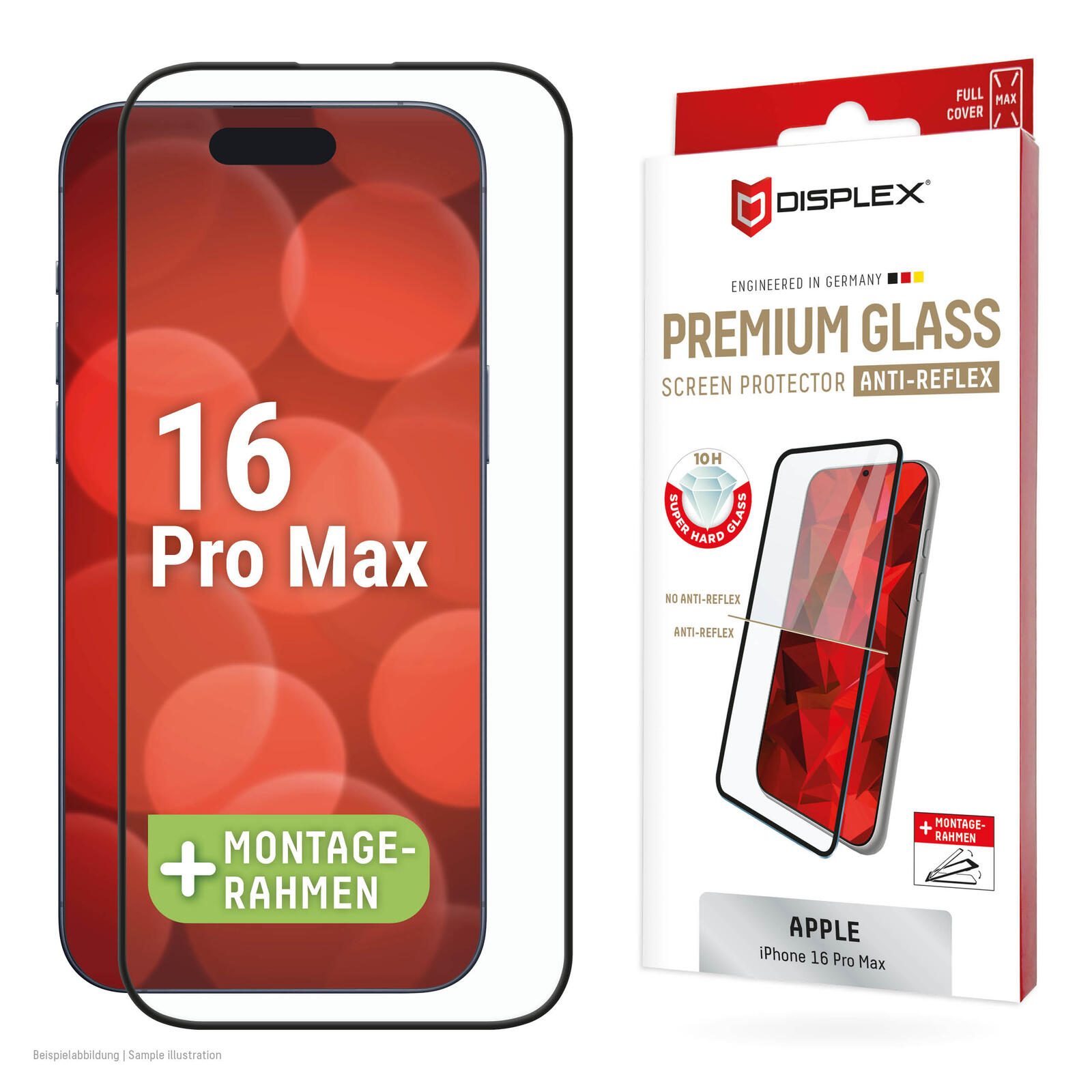 DISPLEX Premium Anti-Reflex Panzerglas (super-entspiegelt, FC, 10H) fur Apple iPhone 16 Pro Max 1998 (4028778123710) aksesuārs mobilajiem telefoniem