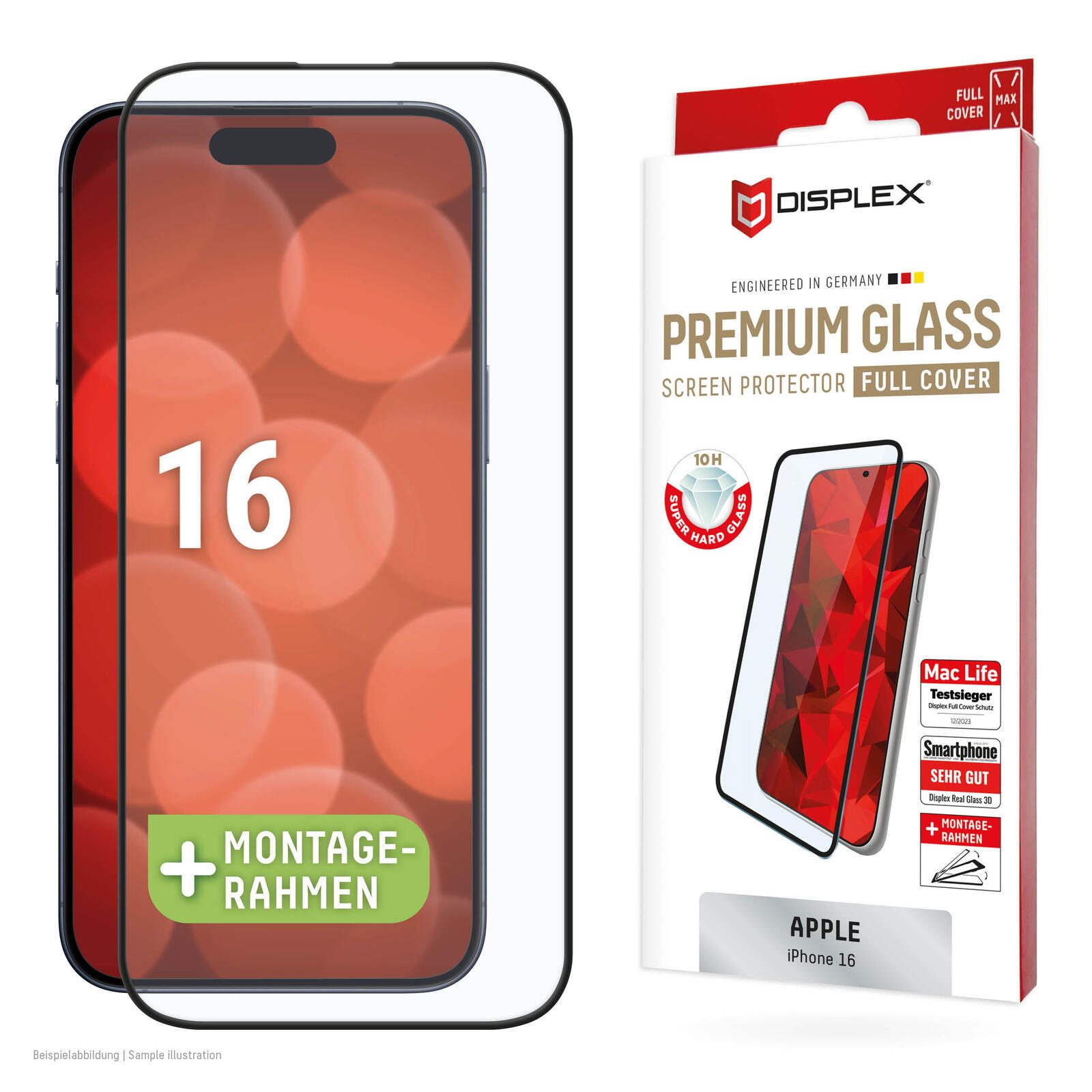 DISPLEX Premium Panzerglas (Full Cover, 10H) fur Apple iPhone 16 2014 (4028778124038) aksesuārs mobilajiem telefoniem