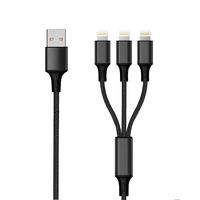 2GO 3in1 USB Ladekabel 3x Lightning Nylon 1,5m  schwarz aksesuārs