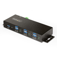 StarTech.com 7-Port Managed USB Hub with 7x USB-A, Heavy Duty with Metal Industrial Housing, ESD & Surge Protection, Wall/Desk/Din-Rail Moun USB centrmezgli