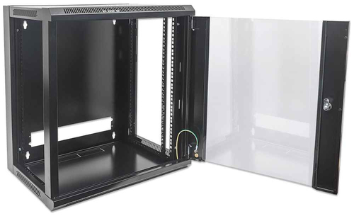 Intellinet Wallmount cabinet 19'' 15U/600 mm glass door one-section black Serveru aksesuāri