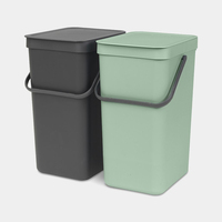 Brabantia Sort & Go Waste Bin 2 x 16 L Dark Grey & Jade Green atkritumu tvertne