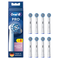 Oral-B Pro Sensitive Clean Replaceable Toothbrush Heads | Heads | For adults | Number of brush heads included 8 | White mutes higiēnai