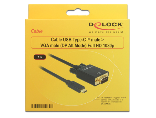 Cable USB-C -> VGA      M/M 2m USB kabelis