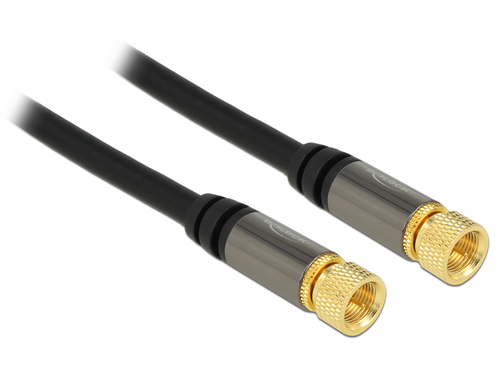 Delock Antenna cable F Plug > F Plug RG-6/U 5 m black kabelis, vads