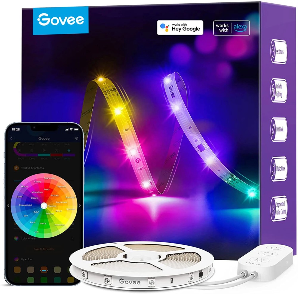 Govee RGBIC Wi-Fi + Bluetooth LED Strip Lights With Protective Coating Smart strip light White Wi-Fi/Bluetooth spēļu aksesuārs