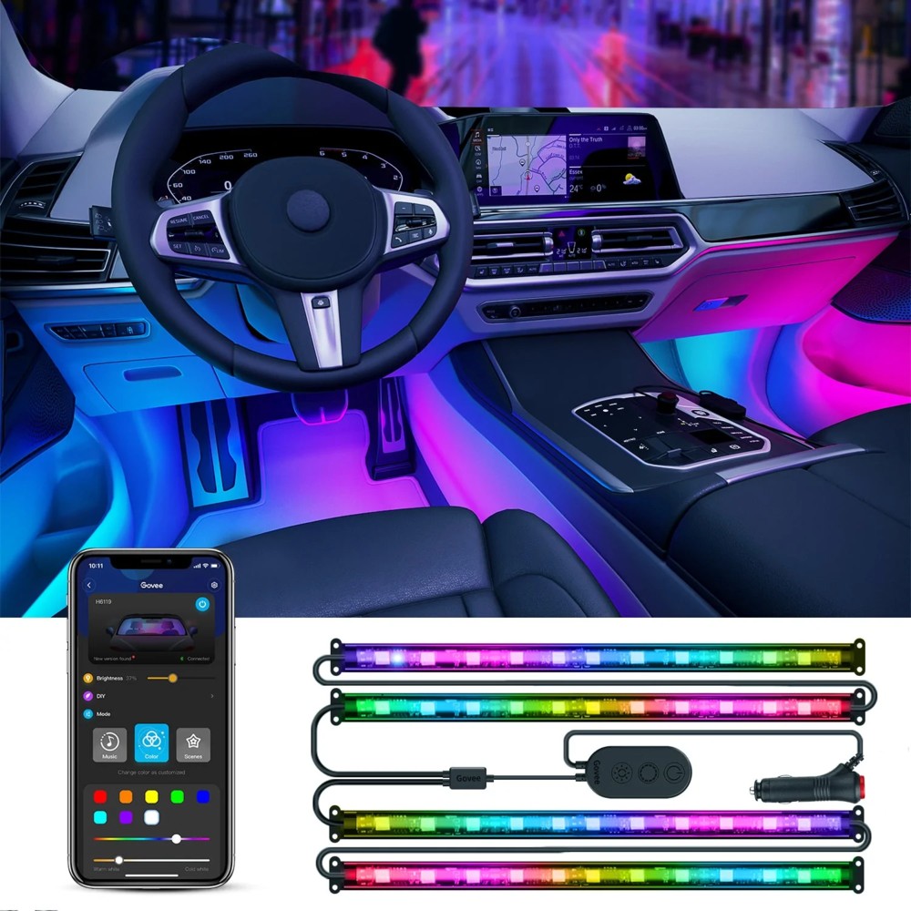 Govee RGBIC Interior Car Lights Smart strip light Transparent Bluetooth spēļu aksesuārs