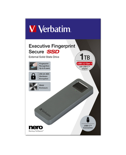 Verbatim Fingerprint Secure SSD USB 3.2 Gen 1 USB-C 2,5      1TB Ārējais cietais disks