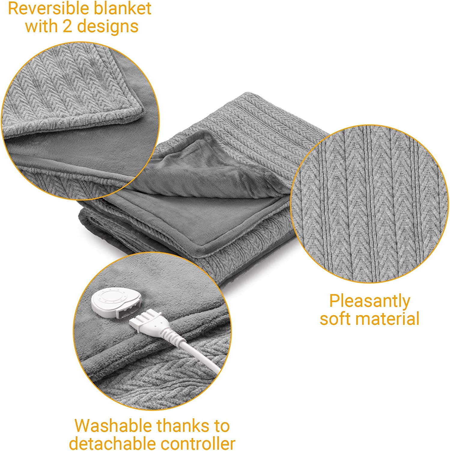 Medisana HB 680 Knitted Heated Blanket (grey, 120 x 160 cm) 60233 (4015588602337) masāžas ierīce
