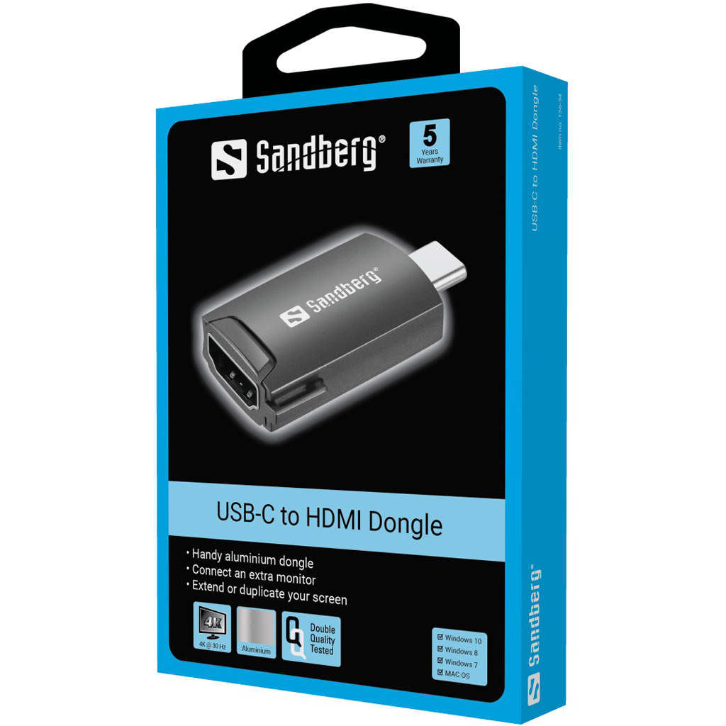 SANDBERG USB-C to HDMI 4K60Hz Dongle USB kabelis