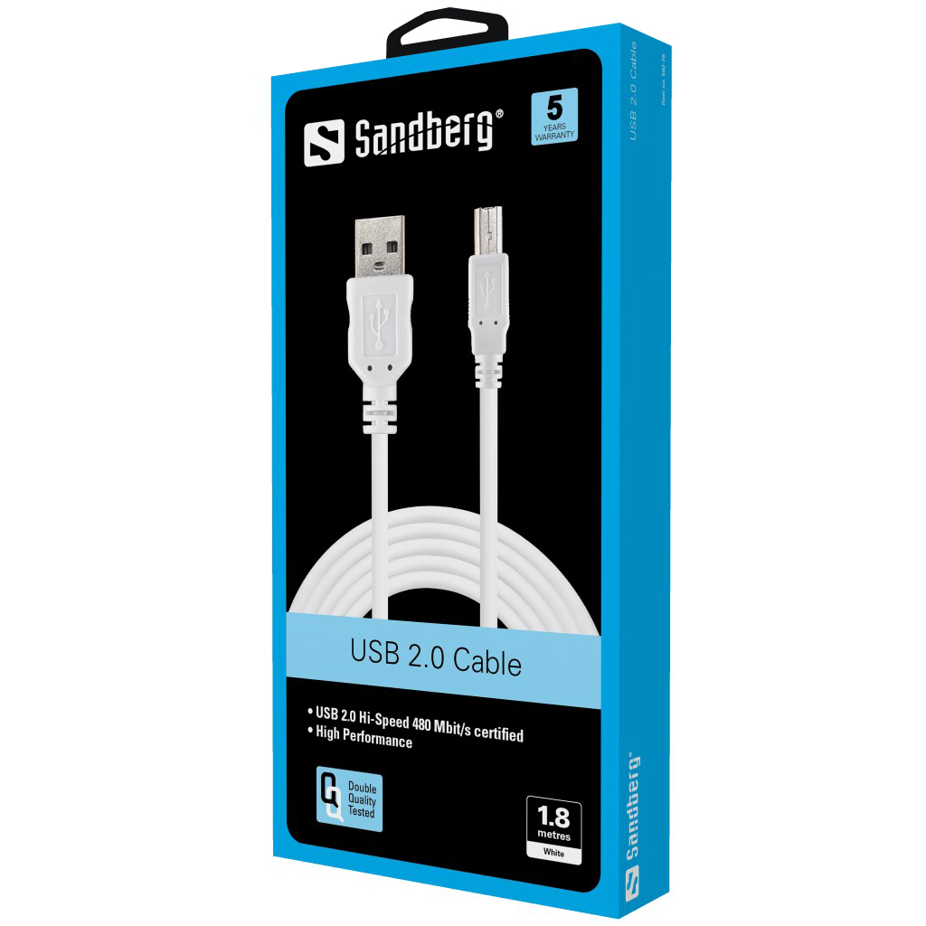 Sandberg  USB 2.0 A-B male 1.8 m USB kabelis