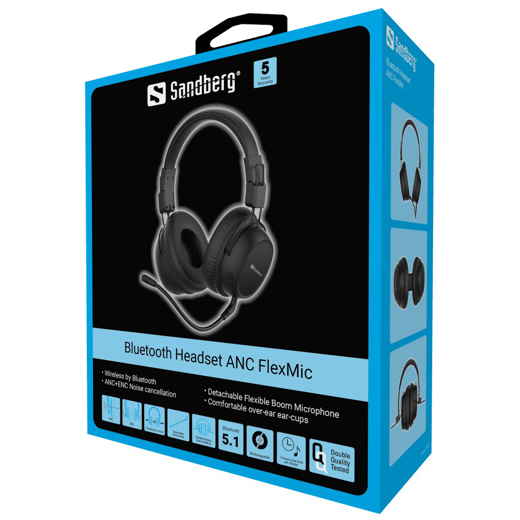 SANDBERG Bluetooth Headset ANC FlexMic austiņas