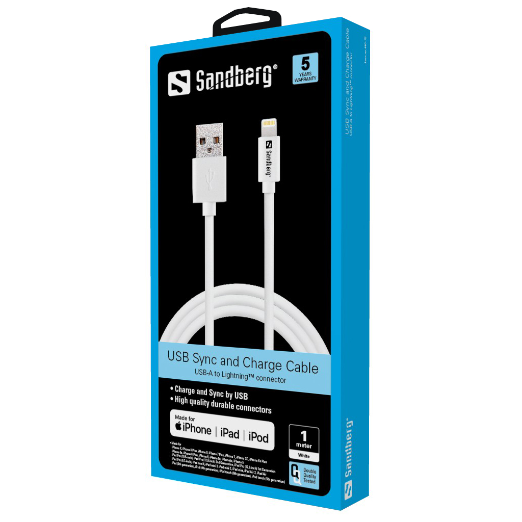 Sandberg USB>Lightning 1m AppleApproved USB kabelis