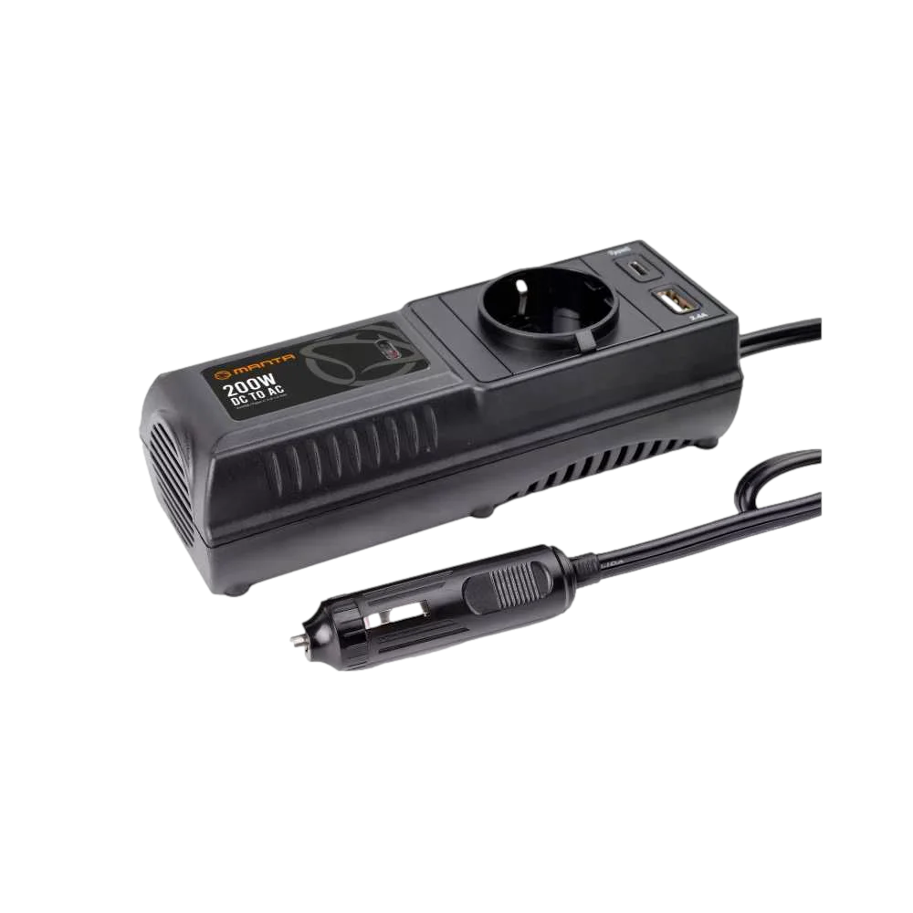 Manta MPI200C Power Inverter 200W DC to AC 5902510675257 Strāvas pārveidotājs, Power Inverter