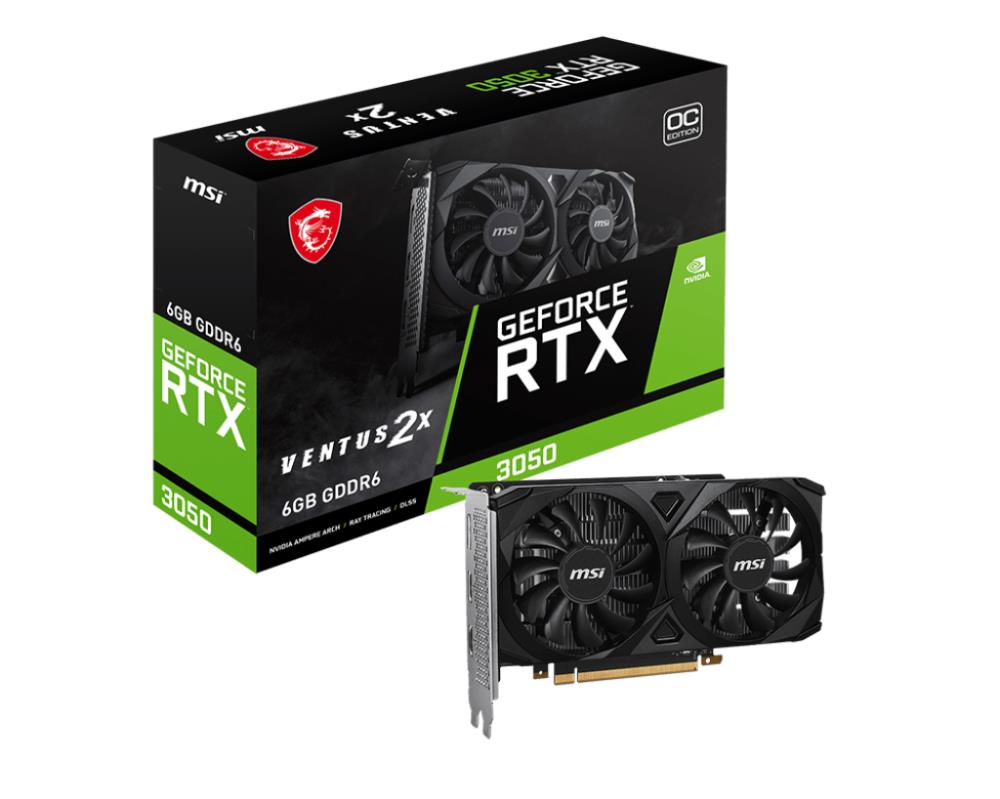 MSI Geforce RTX 3050 VENTUS 2X 6G OC NVIDIA 6 GB GDDR6 video karte