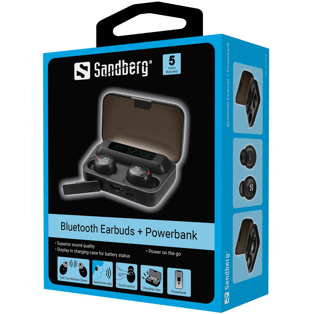 Sandberg Bluetooth Earbuds + Powerbank   5705730126383 austiņas