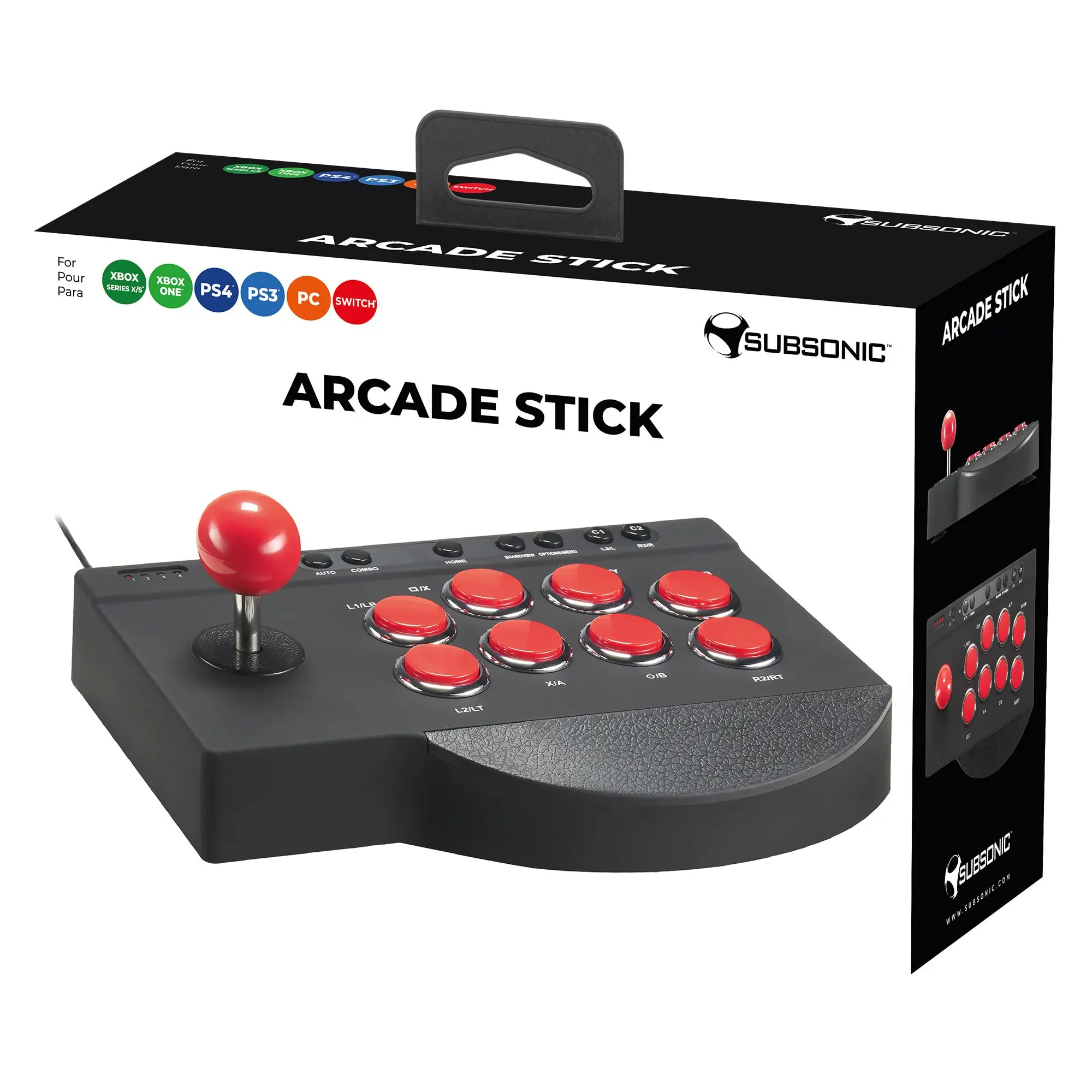 Subsonic Arcade Stick (PC/PS3/PS4/XONE/XSX/SWITCH) spēļu konsoles gampad