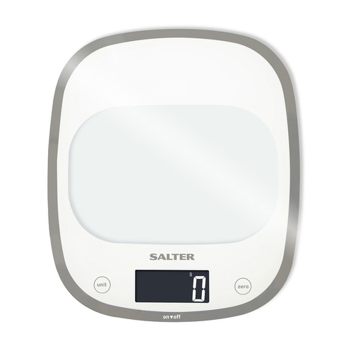 Salter 1050 WHDR White Curve Glass Electronic Digital Kitchen Scales 5010777137309 virtuves svari