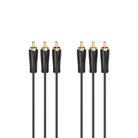 Hama Audio/Video Cable, 3 RCA - 3 RCA, apzeltiti kontakti, 1.5 m, melna - Vads foto, video aksesuāri