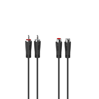 Hama Audio Extension Cable, 2 RCA spraudnis - 2 RCA ligzda, 3 m, melna - Vads mūzikas centrs