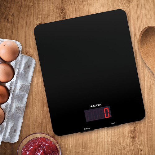 Salter 1150 BKDR 5kg Glass Electronic Kitchen Scales - Black 5010777134810 virtuves svari