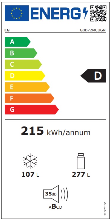 LG ledusskapis GBB72MCUGN Energy efficiency class D, Brīvi stāvošs, Combi, Height 203 cm, No Frost system, Fridge net capacity 277 L, Freez Ledusskapis