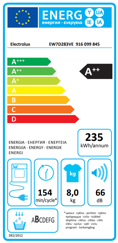 Akcija! Electrolux veļas žāvētājs, 8 kg EW7D283VE