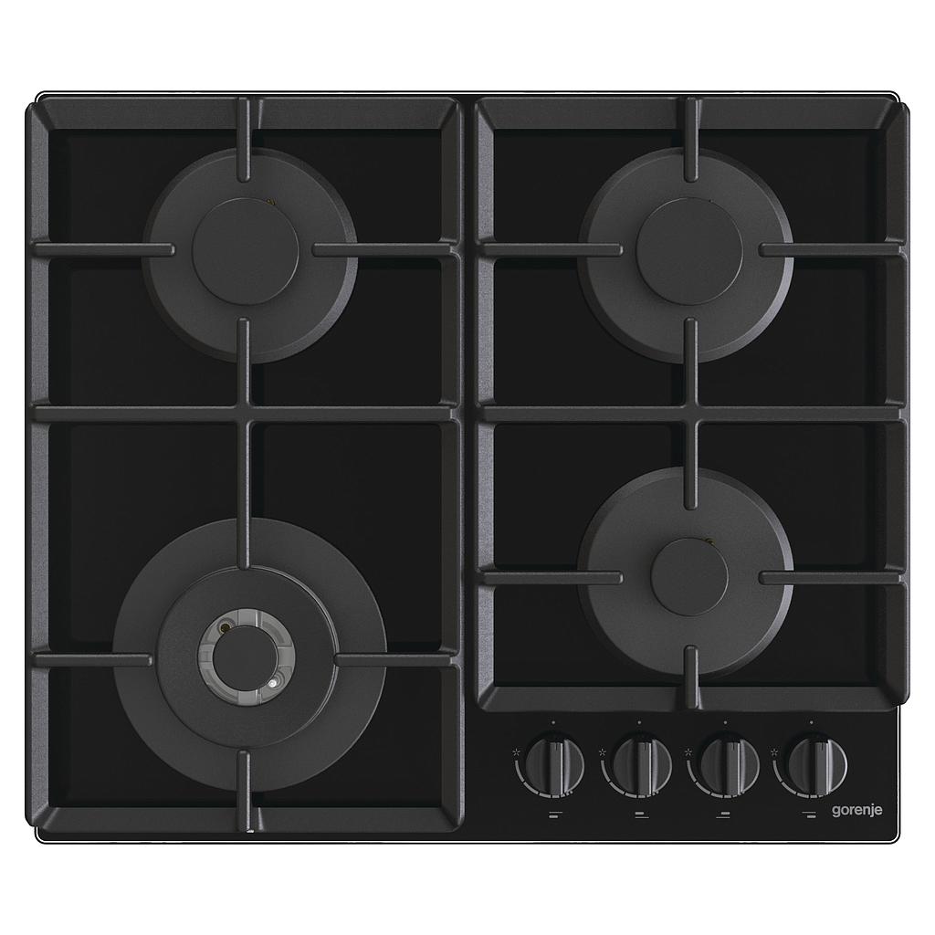 Gorenje Hob GTW641EB Gas on glass, Number of burners/cooking zones 4, Mechanical, Black 3838782467264 plīts virsma