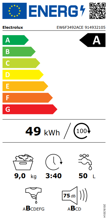 Electrolux 600.sērija veļas mazg.mašīna ar SensiCare un AutoDose, 9kg, balta EW6F3492ACE