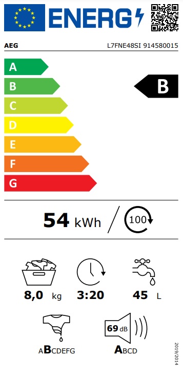 Akcija! AEG 7000.SĒRIJA veļas mazg.mašīna AR Prosteam, 8 kg L7FNE48SI