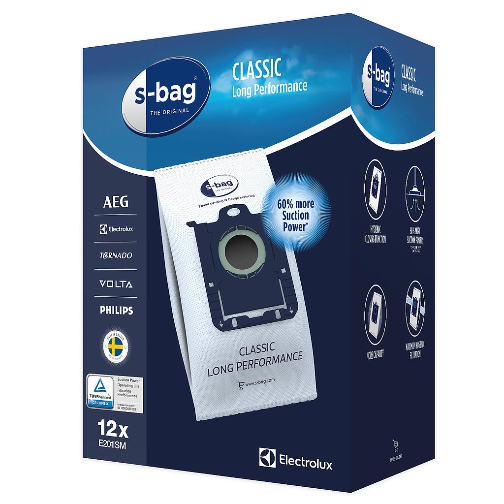 Electrolux Classic Long Performance Vacuum Cleaner Bags E201SM s-bag Number of bags 12, White aksesuārs putekļsūcējam