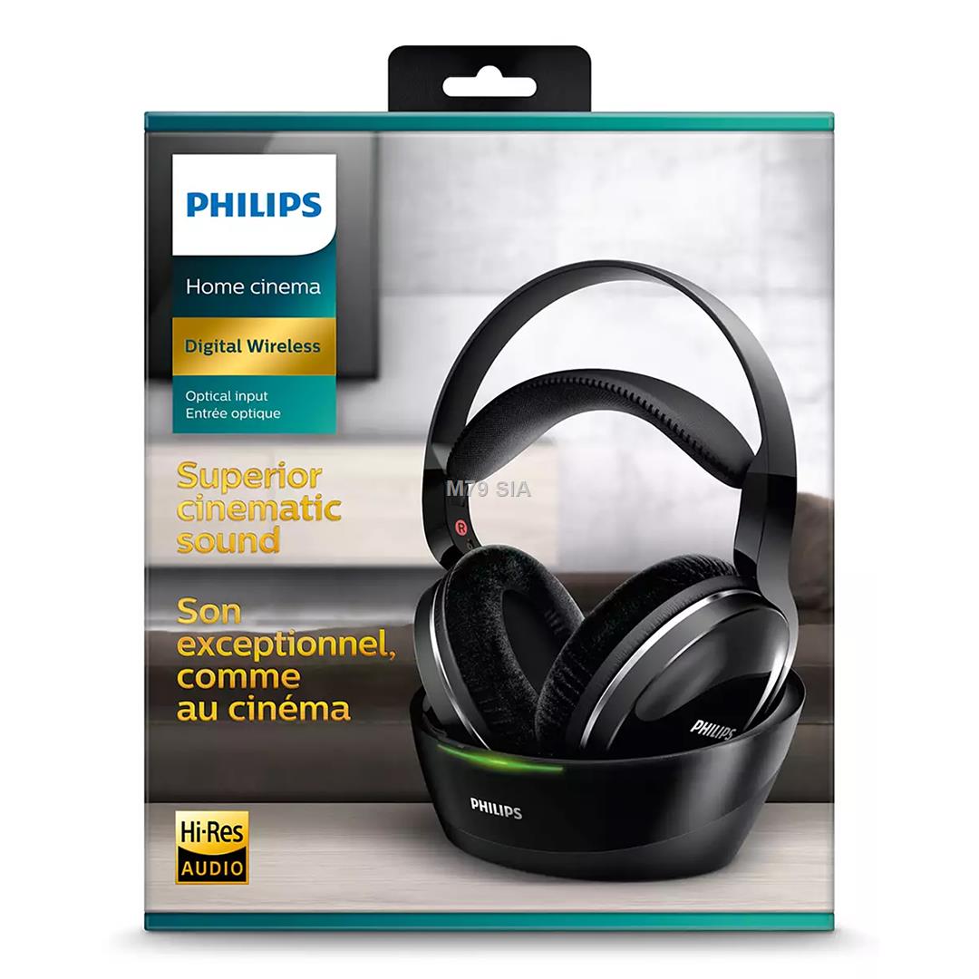 PHILIPS Wireless TV heaphones SHD8850/12 40mm drivers, auto on/off, adjustable headband, optical input, audio input 3.5mm jack, Hi-Res Audio austiņas