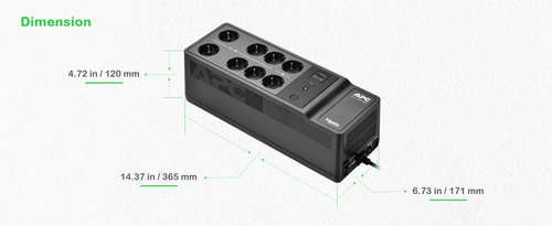 APC USV Back-UPS 500VA 300W 230V Schuko 8-fach nepārtrauktas barošanas avots UPS