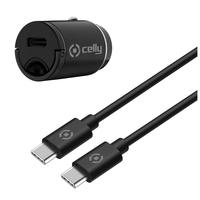 CELLY CCMINITYPEC - CAR CHARGER USB-C+USB-C TO USB-C CABLE 20W [PRO POWER] iekārtas lādētājs