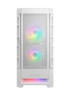 COUGAR | Case Airface RGB White | PC Case | Mid Tower / Mesh Front Panel / 2 x 140mm ARGB Fans / 1x 120mm ARGB Fan / TG Left Panel / White Datora korpuss