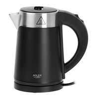 Adler Kettle  AD 1372 Electric, 800 W, 0.6 L, Plastic/Stainless steel, 360 degrees  rotational base, Black Elektriskā Tējkanna