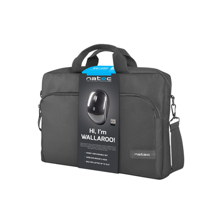 Natec Notebook bag Wallaroo 15,6 black with wireless mouse 5901969412772 portatīvo datoru soma, apvalks