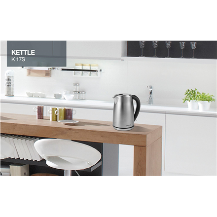 Gorenje Kettle K17S Electric, 2000 W, 1.7 L, Stainless steel, 360° rotational base, Stainless steel 3838782138201 Elektriskā Tējkanna