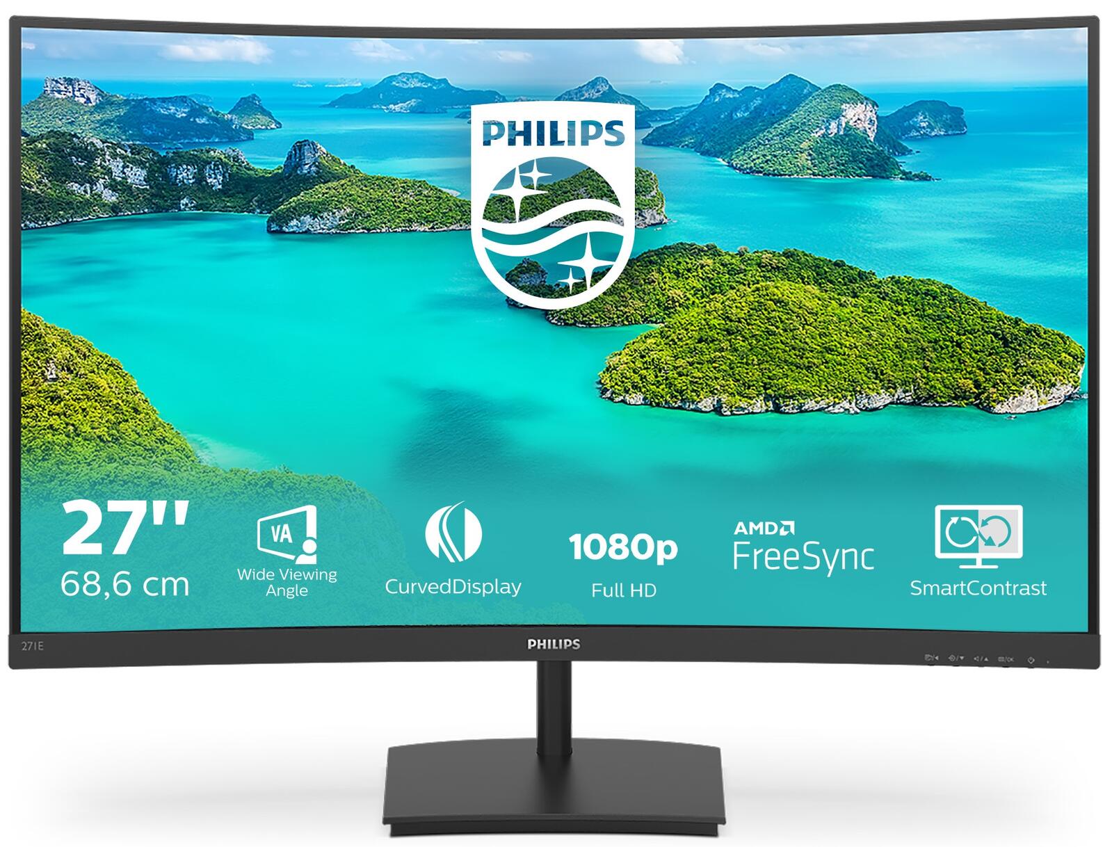 Monitor Philips 271E1SCA/00 27'', panel VA, HDMI, speakers monitors