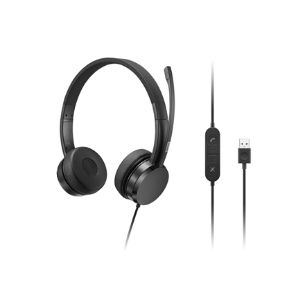 Lenovo USB-A Stereo Headset with Control Box Built-in microphone, Black, Wired, On-Ear austiņas