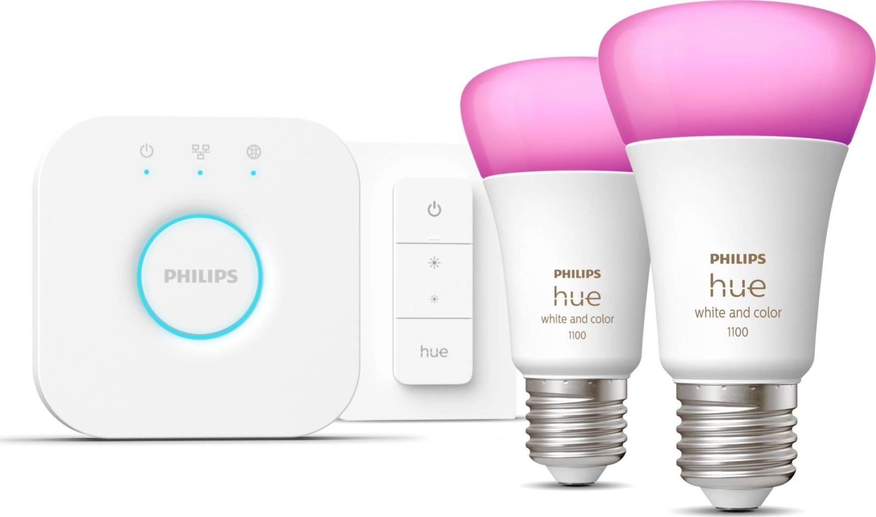 Philips Hue mostek + 2x E27 9W RGBW + switch apgaismes ķermenis