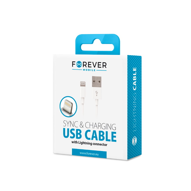 Forever USB Datu un Uzlādes Kabelis uz Lightning iPhone 5 5S 6 Balts 1m (MD818 Analogs) (EU Blister) aksesuārs mobilajiem telefoniem