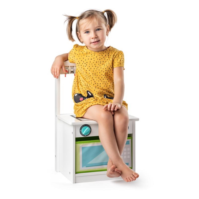 Woody 90259 2in1 Koka Rotaļu virtuve un bērnu krēsls Bērniem no 2+ (34x31,5x56cm)