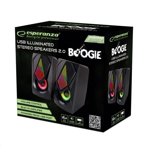 USB SPEAKER 2.0 LED RAINBOW BOOGIE pārnēsājamais skaļrunis