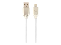 Gembird Premium rubber Micro-USB charging and data cable, 2m, white USB kabelis