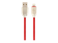 Gembird Premium rubber 8-pin charging and data cable, 2m, red USB kabelis