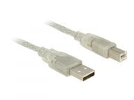 Delock Cable USB 2.0 Type-A male > USB 2.0 Type-B male 3m transparent USB kabelis