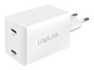 LogiLink USB Steckdosenadapter 2 x USB-C-Port,48W,GaN ,weis Baterija
